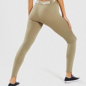Gymshark Khaki logo waistband workout active seemless legging